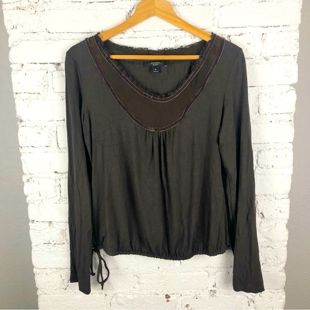MaxMara Brown Velvet Trim Top